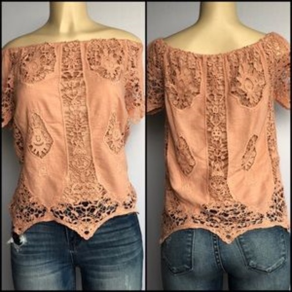 Say What? Tops - Blush tops ruffle Off the Shoulder top NWT